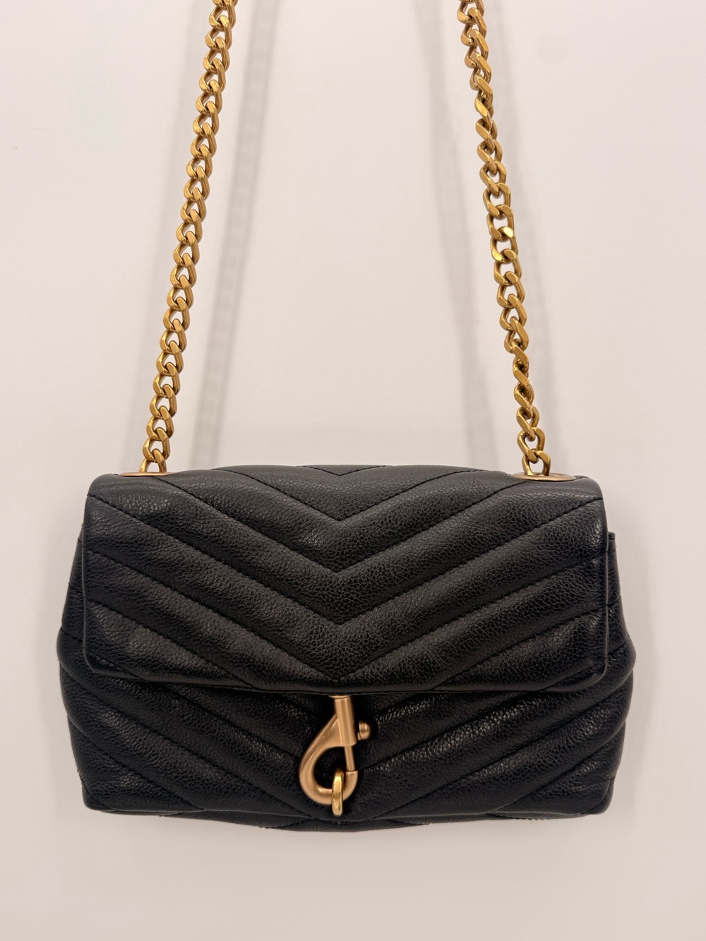 REBECCA MINKOFF Small Edie Quilted Pebble Leather Crossbody Black